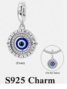 S925 Sterling Silver Evil Eye Pendant Charm Necklace Protection Bracelet Dangle